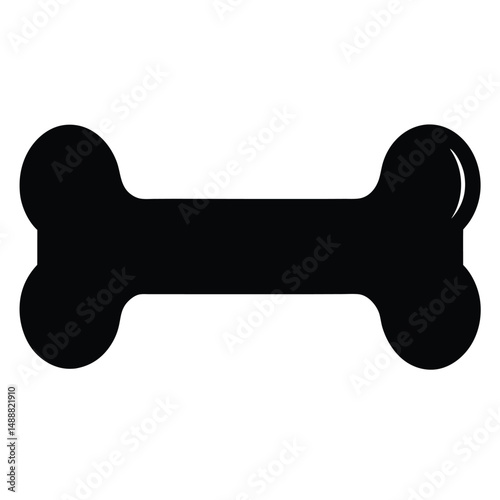 Bold Black Dog Bone Illustration on White Background for Veterinary Use