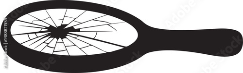 Broken Handheld Mirror Silhouette Illustration