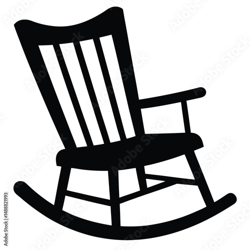 Classic Rocking Chair Illustration Traditional Silhouette Design for Home Decor and Relaxation Imagery