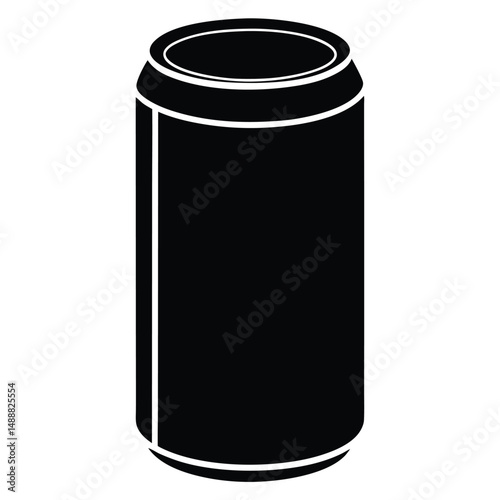 Silhouette of a Generic Black Aluminum Can, Perfect for Drinks and Beverages