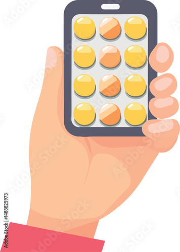 Hand Holding Blister Pack of Pills – Medication and Healthcare Vector Illustration