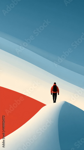 Wallpaper Mural Solitary journey across vast sand dunes under blue sky Torontodigital.ca