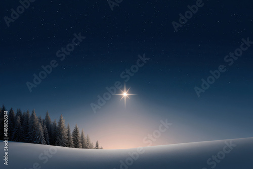 solitary christmas star shining brightly in serene night sky surrounded by soft warm light