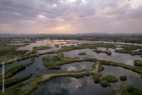 Aerial View of Euphrates River Wetlands near Saray Village, Nizip – Biodiversity-Rich Habitat in Southeastern Turkey