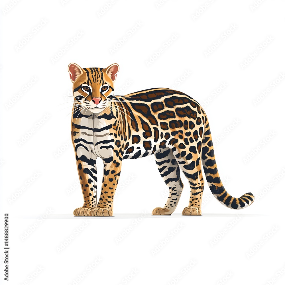 Obraz premium Ocelot Standing in Forest Outline