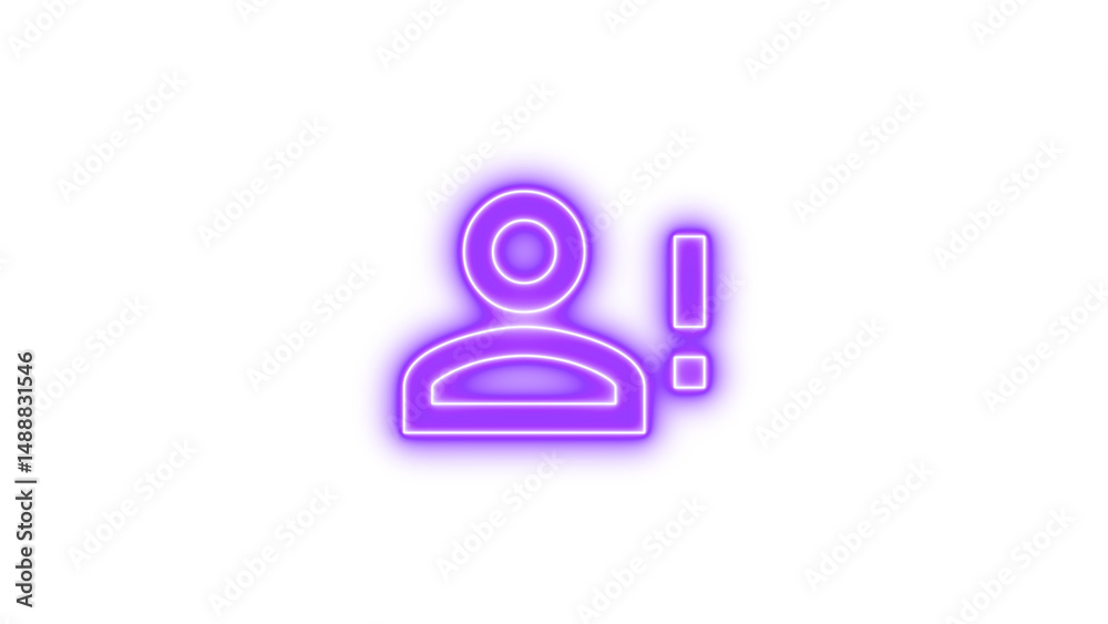 Fototapeta premium Neon icon of a person with an exclamation mark, symbolizing alert or notification