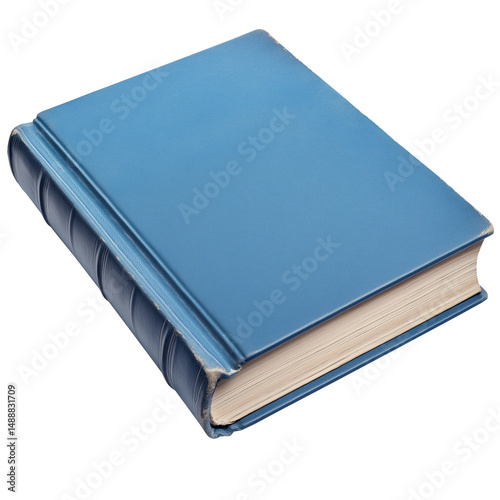 Blue hardcover book isolated on transparent or white background, ideal for education, reading, literature, publishing, learning, and knowledge-themed projects.