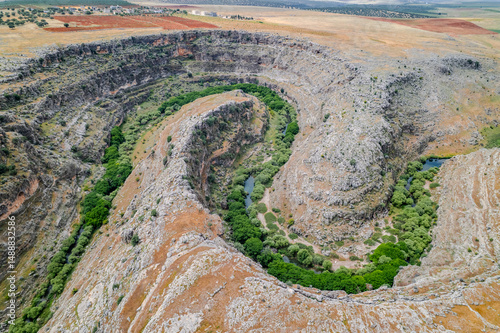 Aerial View of Habes Canyon in Araban, Gaziantep – Hidden Natural Gem of Southeastern Turkey