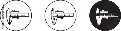 Caliper Measurement Tool Icons Set Black White
