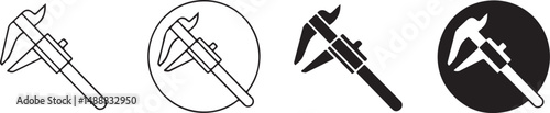 Caliper Measurement Tool Icon Set in Line and Solid Styles