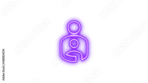 Neon Family Care Icon, Neon icon of a parent holding a child, symbolizing family care