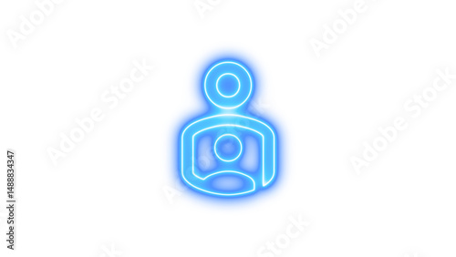 Neon Family Care Icon, Neon icon of a parent holding a child, symbolizing family care