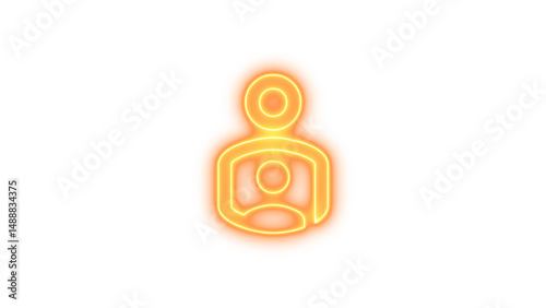 Neon Family Care Icon, Neon icon of a parent holding a child, symbolizing family care