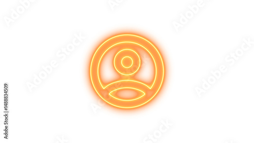 Glowing neon icon resembling a person or user profile symbol