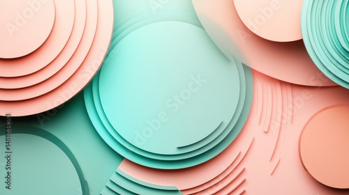 Abstract layered circles in pastel colors