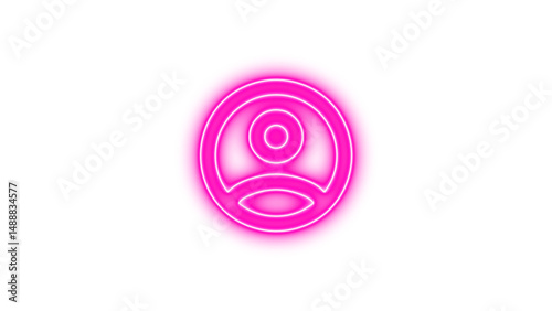 Glowing neon icon resembling a person or user profile symbol