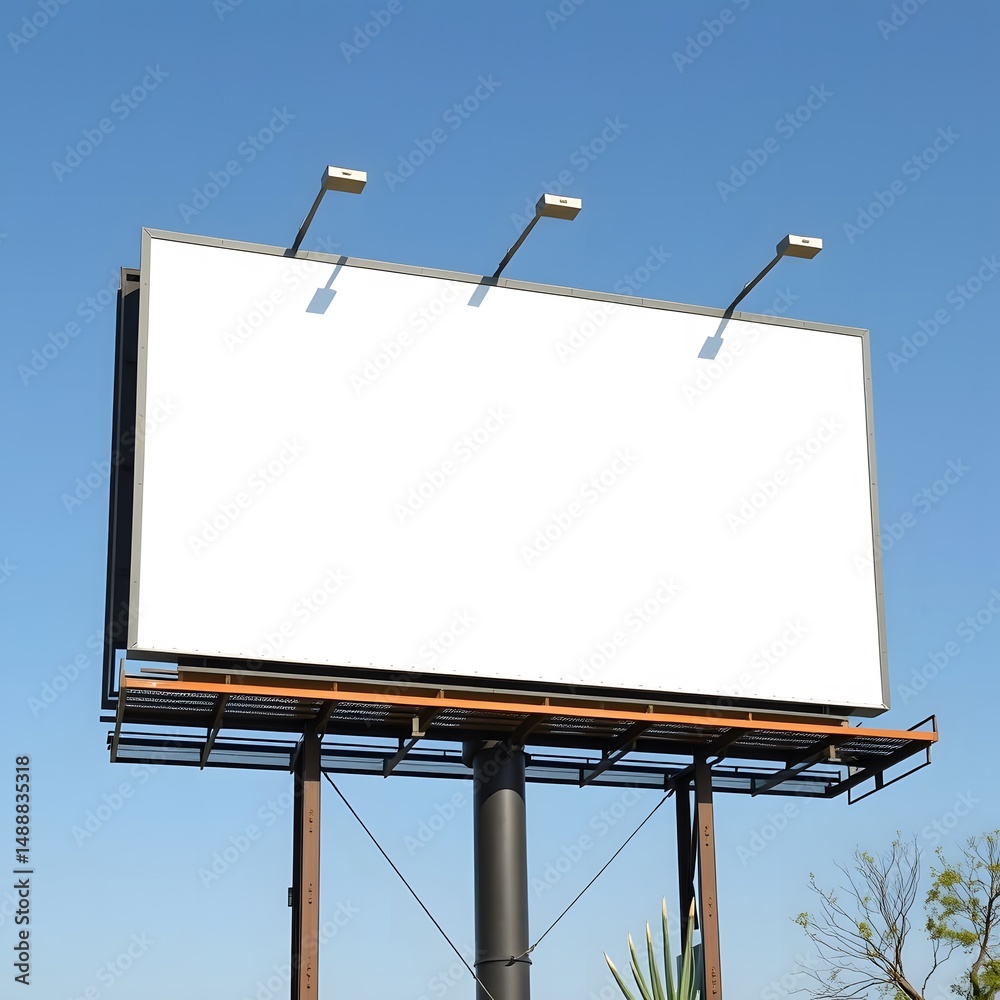 Obraz premium blank billboard on blue sky,Blank Waethered Billboard.