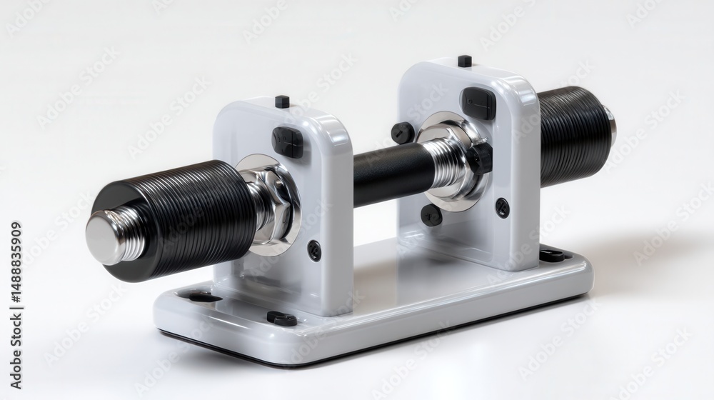 Fototapeta premium A white and black object with a silver screw on it
