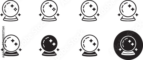Crystal Ball Icons Set Fortune Telling, Magic, and Prediction