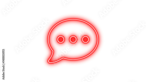 Glowing neon speech bubble icon with three dots, symbolizing communication or messaging
