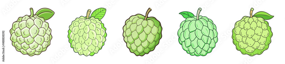 Φωτογραφία custard apple icon, custard apple line art - simple line art of custard apple, p