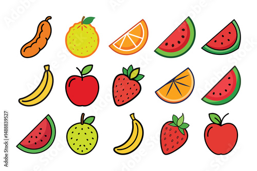 Delicious exotic fruits vector set