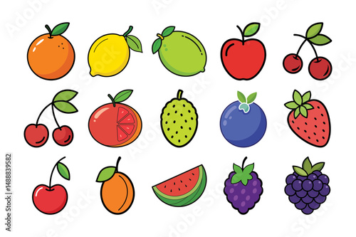 Mixed citrus and berry fruit collection
