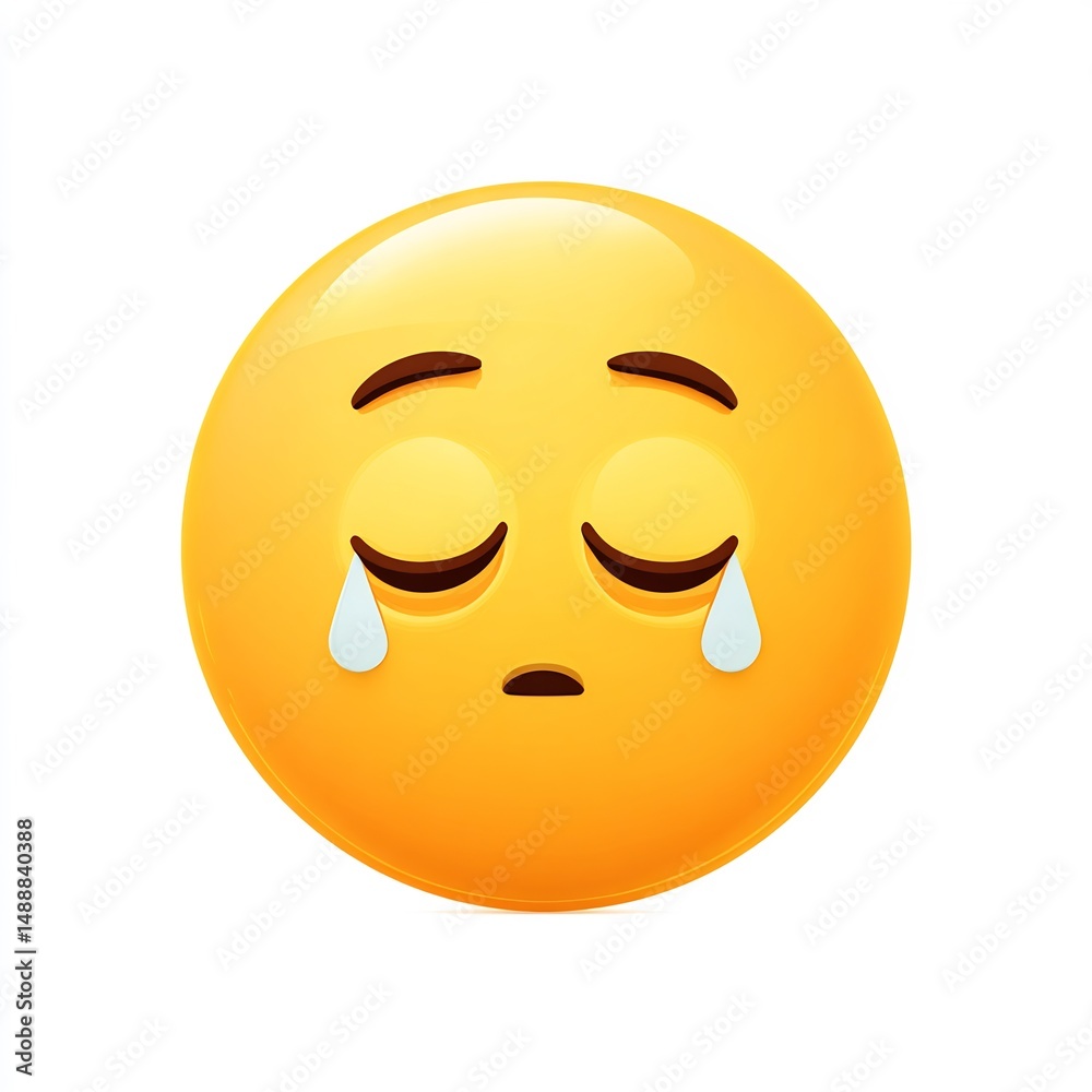 Fototapeta premium Drooling emoji face with sleepy eyes on white background