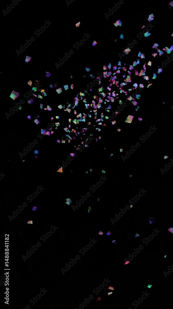 Chute de confettis colorés sur fond noir, animation festive et dynamique
Chute de confettis colorés sur fond noir, animation festive et dynamique