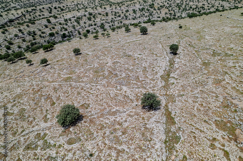 Aerial View of Ancient Settlement Remains along the Euphrates River with Surrounding Canyons – Hidden Archaeological Site in Southeastern Turkey