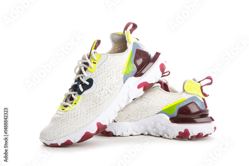 Running sport shoes on white background