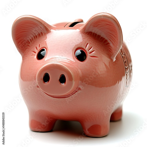 Adorable Pink Piggy Bank Savings Money Financial Security Childhood photo