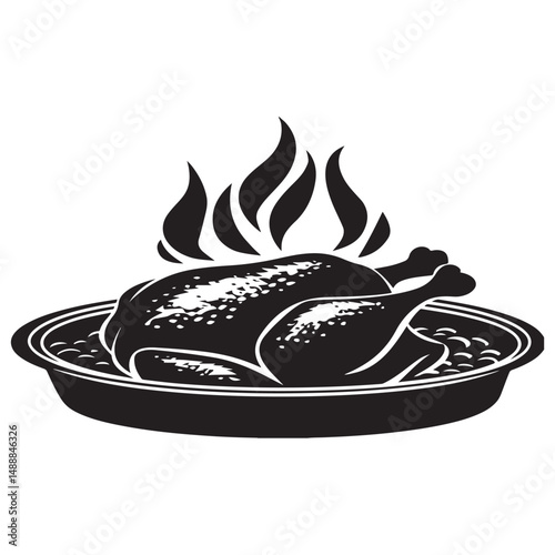 Fried chicken and turkey. concept for thanksgiving, silhouette roasted chicken icon