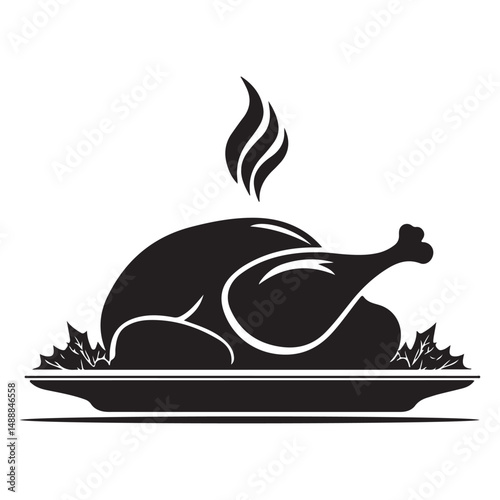 Fried chicken and turkey. concept for thanksgiving, silhouette roasted chicken icon
