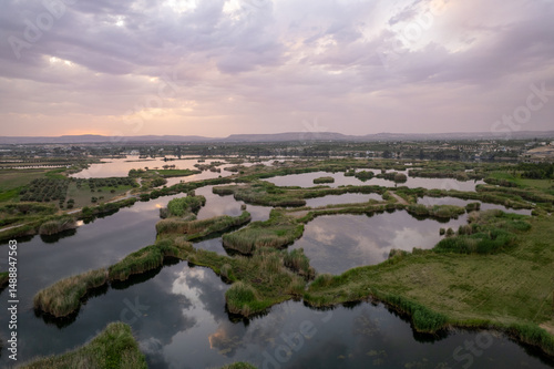 Aerial View of Euphrates River Wetlands near Saray Village, Nizip – Biodiversity-Rich Habitat in Southeastern Turkey