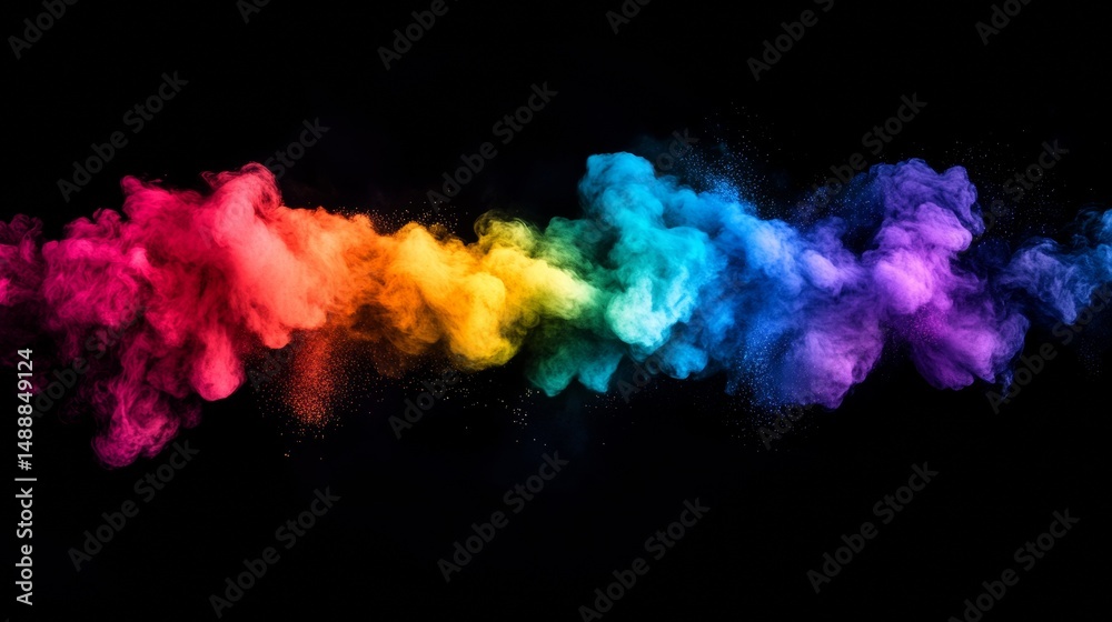 Fototapeta premium A burst of vibrant colors like a rainbow exploding with paint powder. 