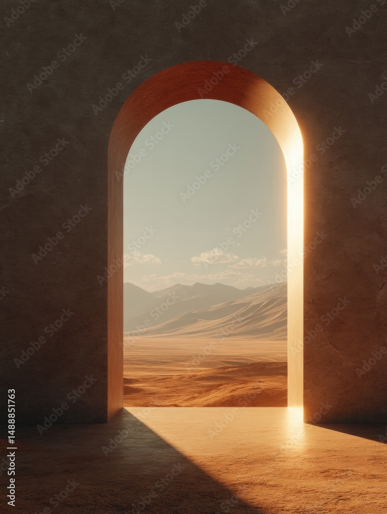Obraz premium Desert vista framed by a simple archway.