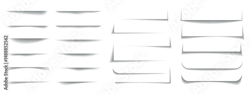 Set of transparent shadows. Realistic black shadow effect from paper or packing box.  Vector  square, rectangular shadows, shadow stripes on transparent background.