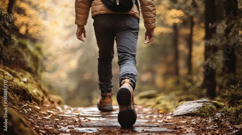Enjoying a peaceful walk amidst towering trees in the forest.