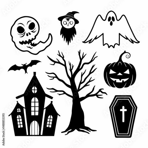 halloween icons set
