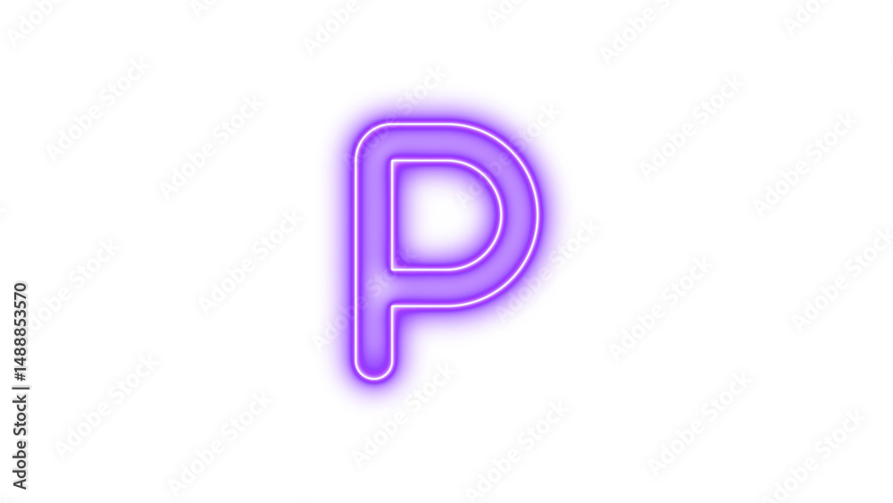 Glowing Neon Letter P, Neon p icon glow with transparent background Glowing Neon Letter P, Neon p icon glow with transparent background