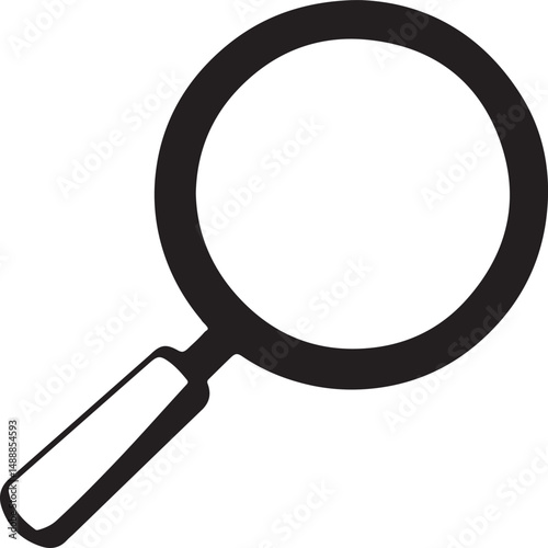 Magnifying Glass Silhouette Vector Illustration on Transparent Background