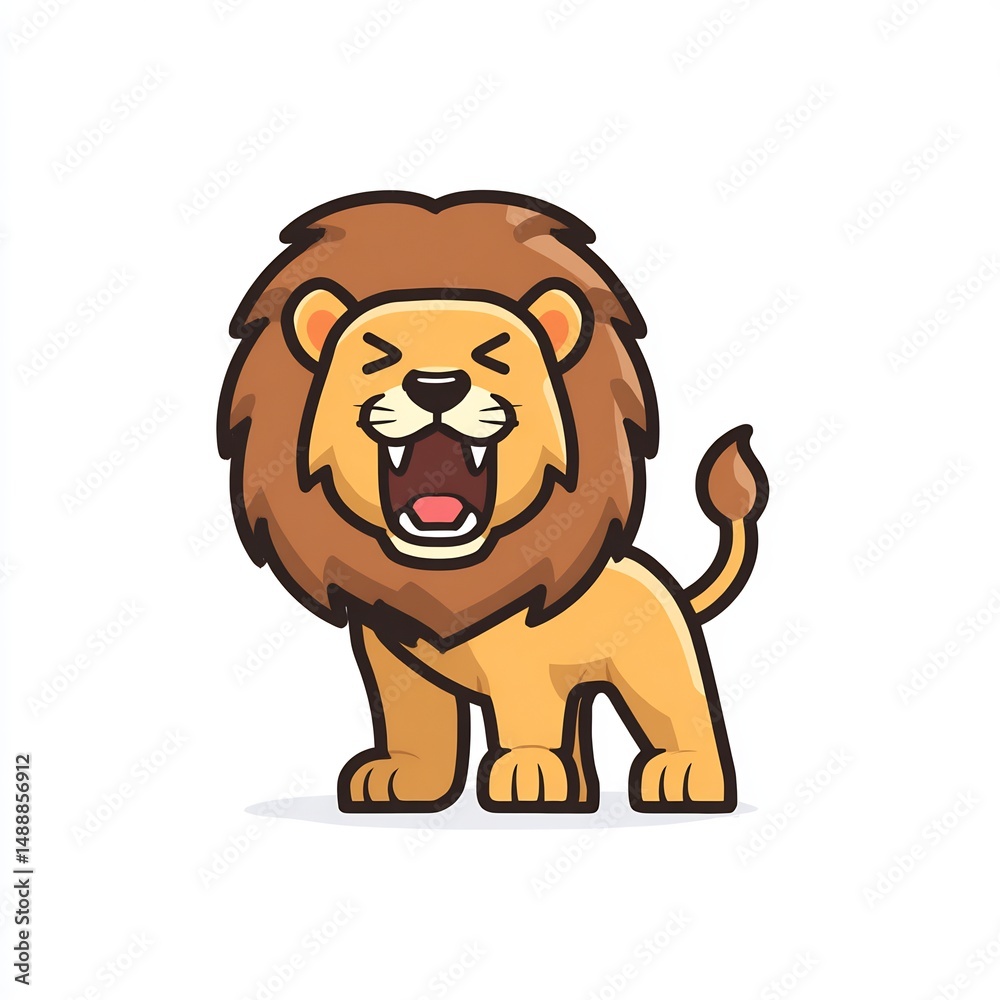Obraz premium Roaring Lion with Playful Expression 