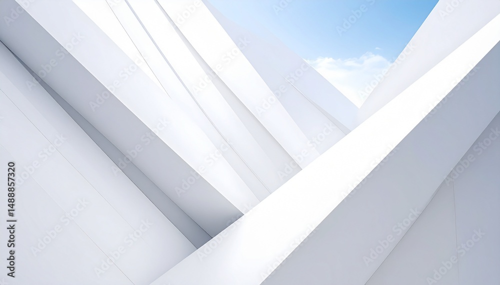 Fototapeta premium Modern Abstract Architecture with Sharp Angles and Bright Skies Creating a Minimalist Aesthetic in Urban Design