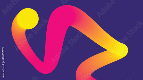 Vibrant Zigzag Line with Yellow Dot Background