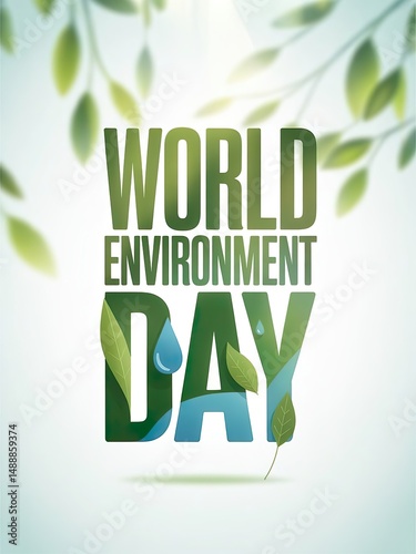 World Environment Day social media post, typography go green save nature healthy planet