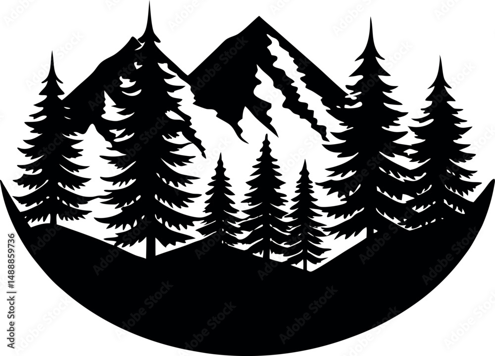 Obraz premium Christmas trees silhouettes, Christmas trees pictogram set, Pine tree silhouette, Silhouette of pine trees, 