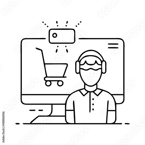virtual shopping assistant icon, virtual shopping assistant vector illustration-simple illustration of virtual shopping assistant , perfect for virtual shopping assistant logos and icons