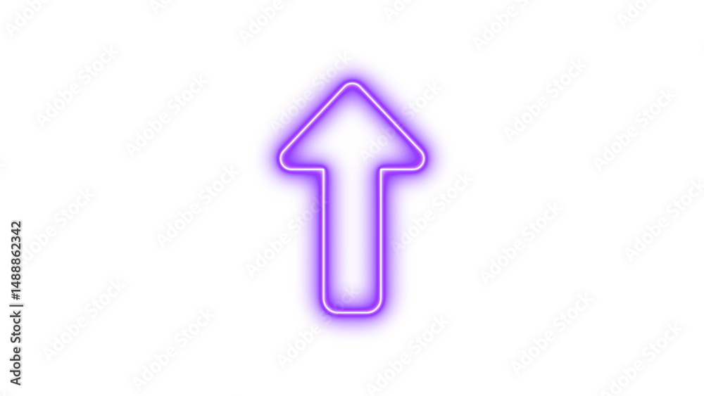 Glowing neon arrow pointing upwards, Neon up long icon glow with transparent background Glowing neon arrow pointing upwards, Neon up long icon glow with transparent background