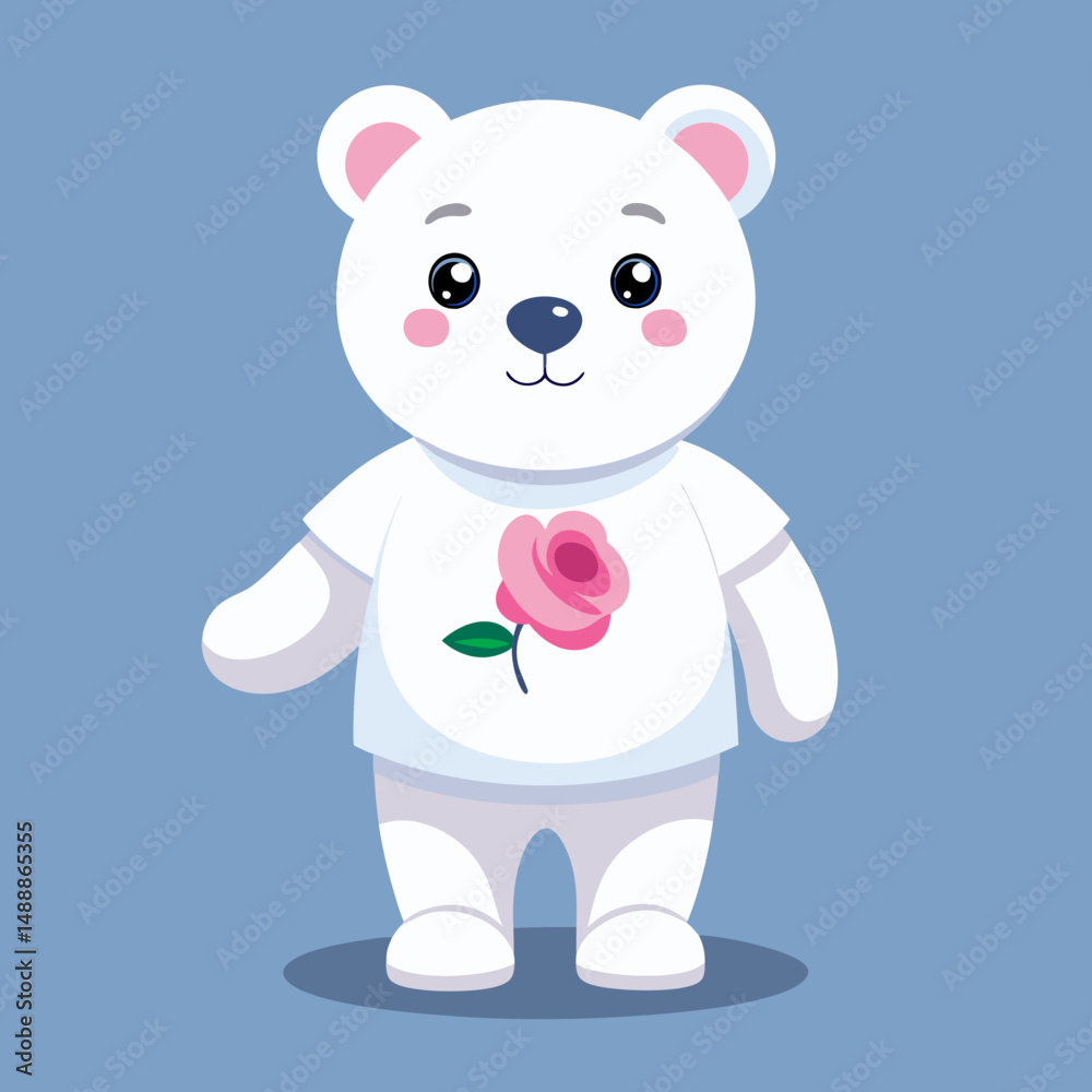 Naklejka premium teddy bear with flowers Vector icon illustration silhouette Graphics design image white background
